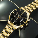 2023 Fashion Men Gold Stainless Steel Watch Luxury Calendar Quartz Wrist Watch Mens Business Watches for Man Clock Reloj Hombre - M & M Global