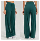 Women's yoga pants high waist wide leg gym casual pants solid color drawstring high elasticity quick drying tight pants