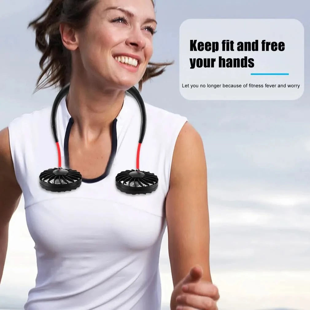 USB Charging Lazy Neck Fan Rechargeable Practical Wearable Sports Fan Convenient Outdoor Indoor Portable Fan - M & M Global
