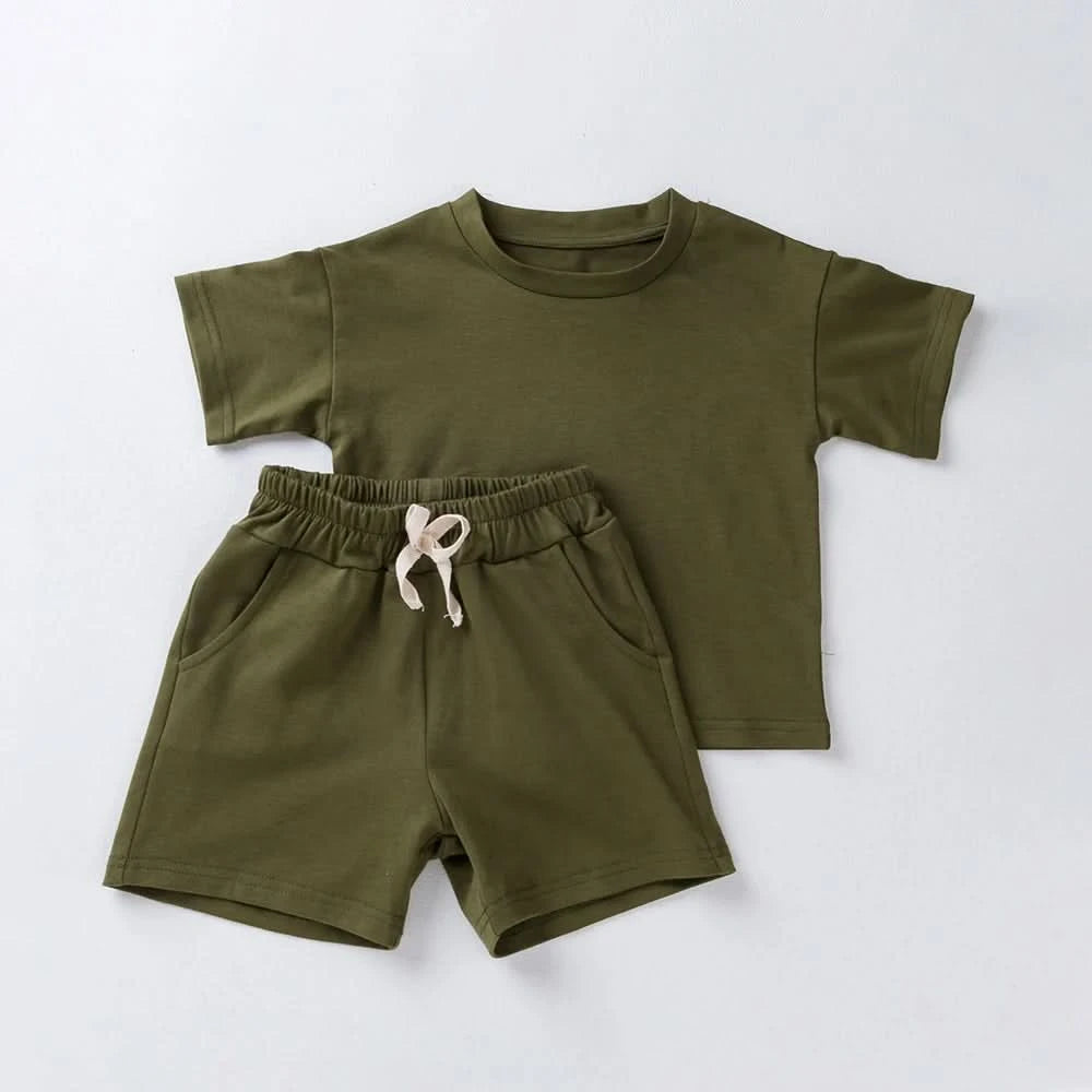 2PCS Children Cotton Clothes Sets Summer Shorts Sleeves Shorts Boys And Girls Casual Suit Fashion Comfort  Outfits - M & M Global