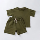 2PCS Children Cotton Clothes Sets Summer Shorts Sleeves Shorts Boys And Girls Casual Suit Fashion Comfort  Outfits - M & M Global