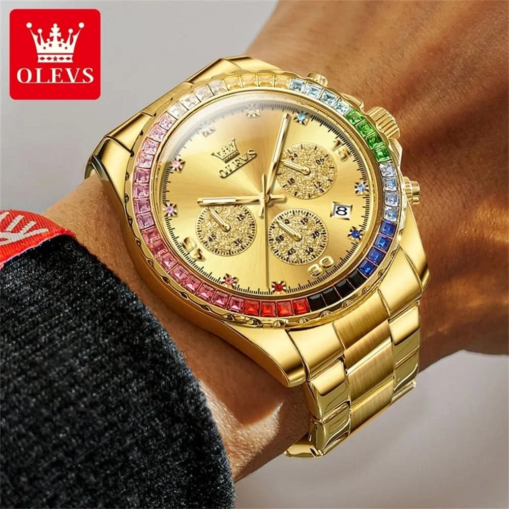 OLEVS 2939 Mens Watch Original Brand Quartz Watch Waterproof Luminous Watch For Men Multifunctional Chronograph Sport Date Reloj - M & M Global