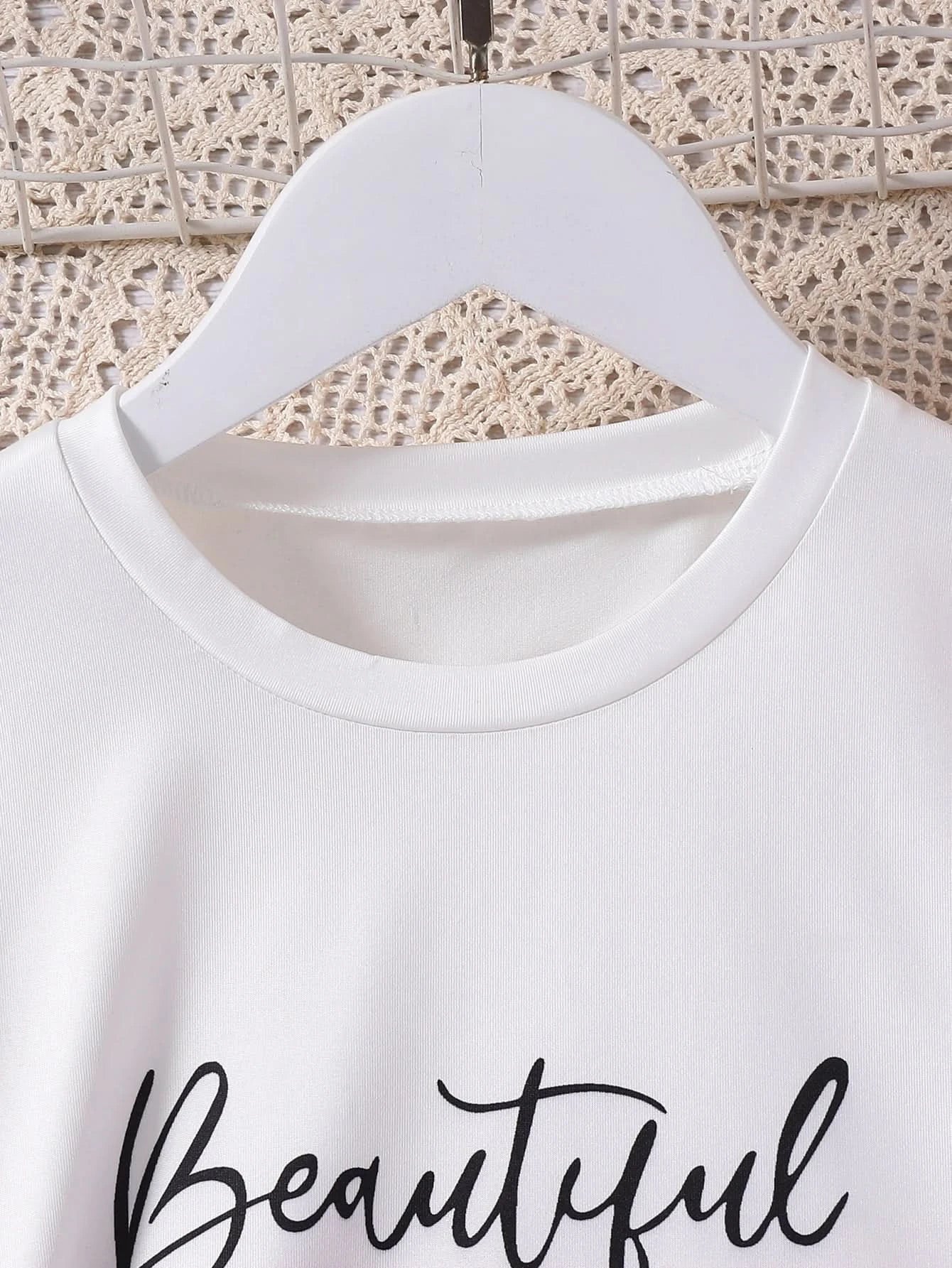 Best-Selling New Style Suit for Girls and Boys, Simple and Fashionable Gradient Letter Printed Short-Sleeved Shorts Suit, Casual Holiday Style - M & M Global