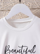 Best-Selling New Style Suit for Girls and Boys, Simple and Fashionable Gradient Letter Printed Short-Sleeved Shorts Suit, Casual Holiday Style - M & M Global