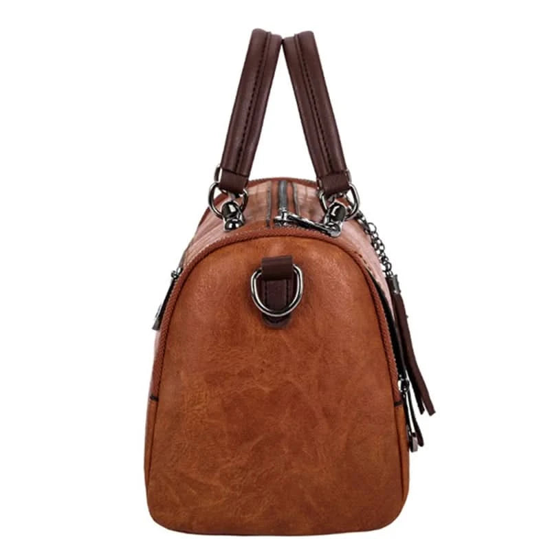 Yogodlns Tassel Decor Handbag, Women's Large Capacity Shoulder Bag, Fashion Zipper Crossbody Bag With Removable Strap - M & M Global