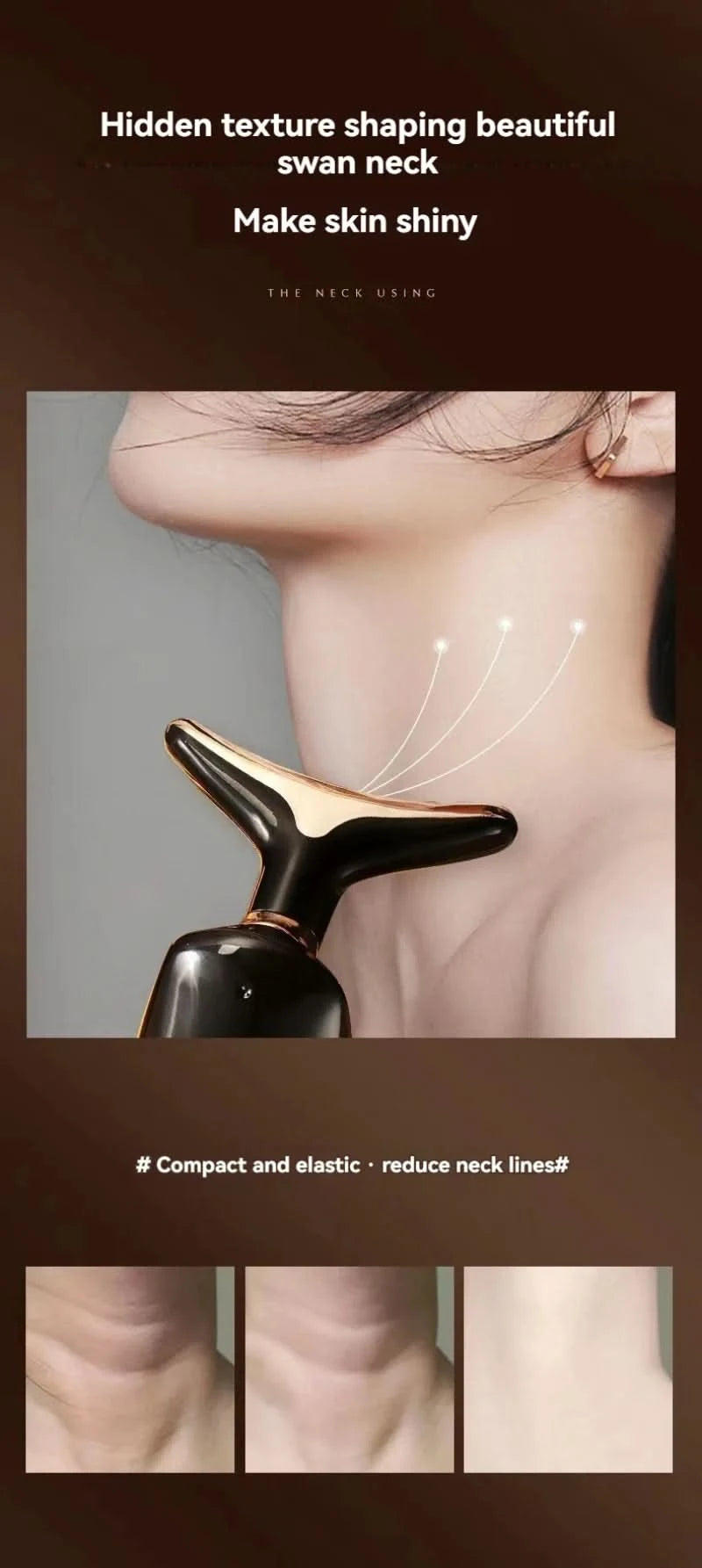 Gold Electric Facial Beauty Instrument Lifting And Firming Facial Eye Massager Household Vibration Ultrasonic Massager - M & M Global