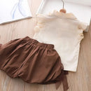 Girls Summer Casual Set Summer Vacation Bow Top + Shorts 2 Piece Set Children Clothes Girl - M & M Global