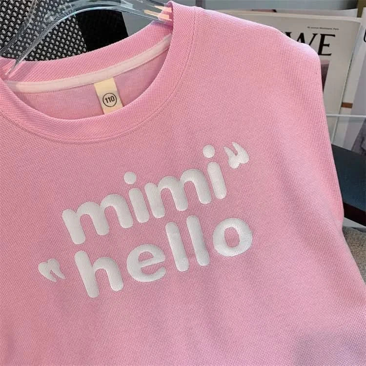 New 4 -14 Years  Summer Girls Clothing Set Letter Print Sleeveless T-shirt + Heart Shorts Pants 2pcs Suit Kids Leisure Outfit - M & M Global