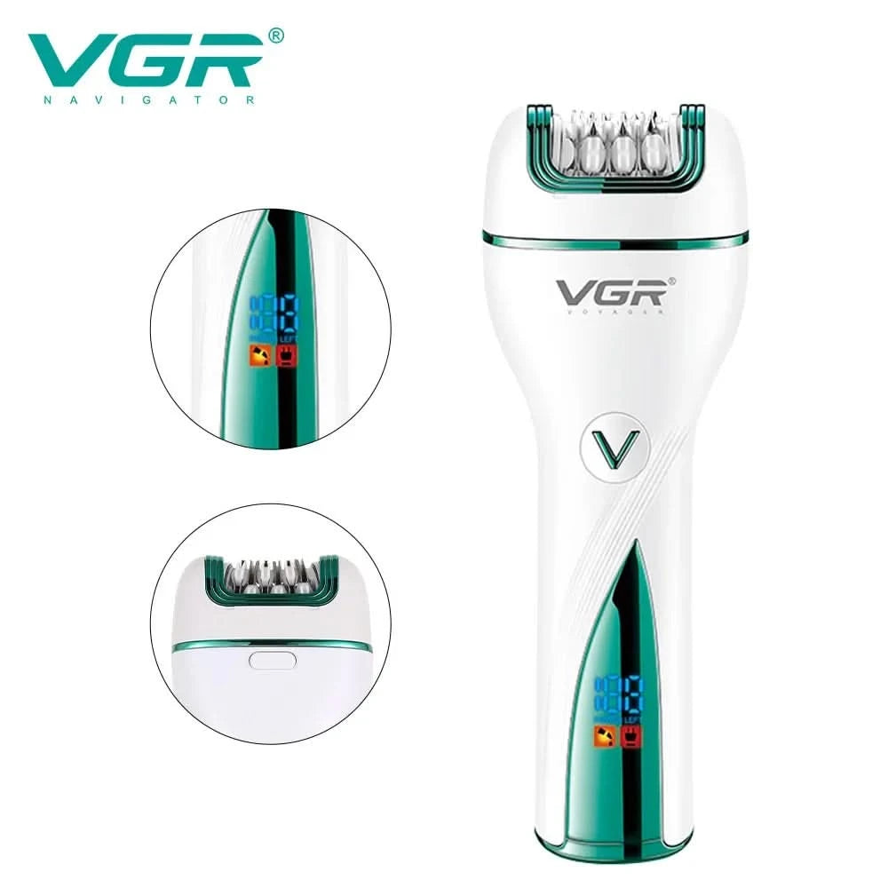 VGR 3in1 Rechargeable Epilator For Women Electric Shaver Leg Hair Removal For Facial，Lip，Chin，Razor Bikini Trimmer - M & M Global