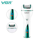 VGR 3in1 Rechargeable Epilator For Women Electric Shaver Leg Hair Removal For Facial，Lip，Chin，Razor Bikini Trimmer - M & M Global