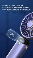 USB Handheld Mini Fan Foldable Portable Neck Hanging Fans 5 Speed USB Rechargeable Fan with Phone Stand and Display Screen - M & M Global
