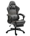 Dowinx Gaming/Office PC Chair with Footrest and Lumbar Support, Vintage Style PU Leather High Back Adjustable Swivel Task Chair