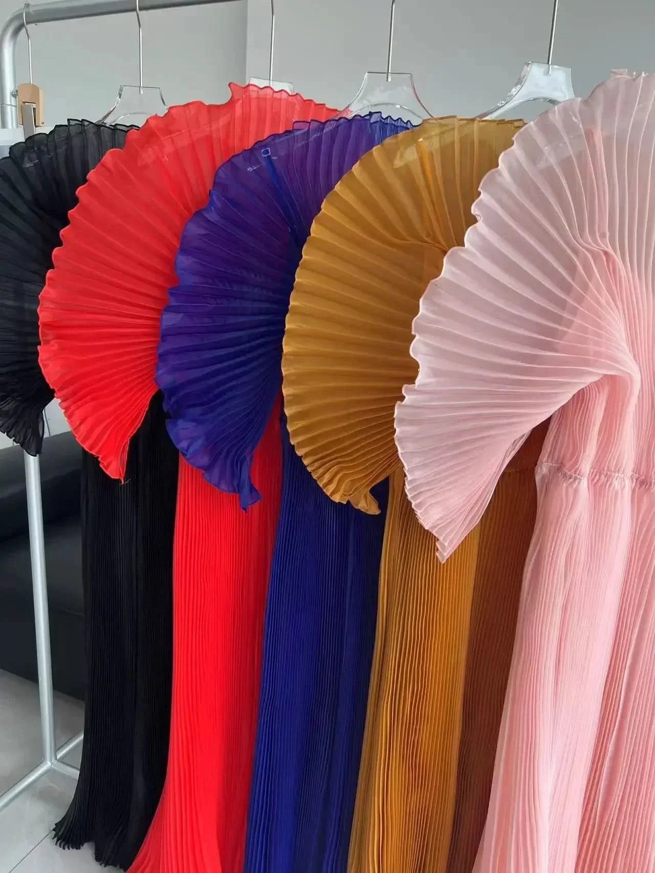 YUDX Pleated 2024 Fall New Handmade Pleated Women's Dresses Loose Plus Size Women's High Smocked Dress Long Dress - M & M Global