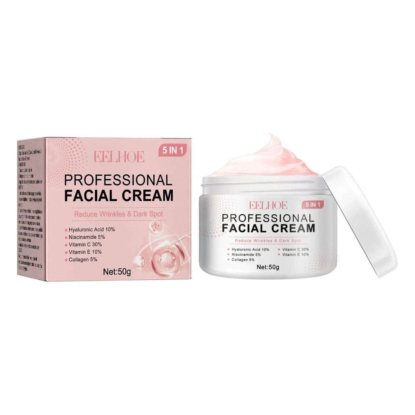 EELHOE 5 in 1 Face Serum for Glowing Skin Firming Micro Face Cream Anti Wrinkle Shrink Pores Cleansing Mousse Facial Skin Care - M & M Global