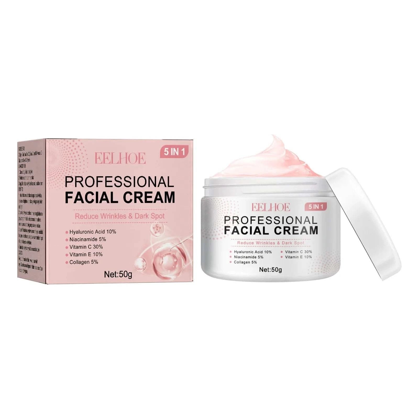 EELHOE 5 in 1 Face Serum for Glowing Skin Firming Micro Face Cream Anti Wrinkle Shrink Pores Cleansing Mousse Facial Skin Care - M & M Global