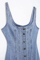 TRAFSHE Summer Ladies Zipper Denim Dress Women Elegant Spaghetti Strap Sexy O-Neck Vintage Casual Female Sling Mid-Long Dress ﻿ - M & M Global