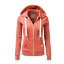 2025 Autumn/Winter New Women Solid Color Fashion Hoodie Long Sleeve Zipper Pocket with Label Outdoor Sports Jogging Clothing