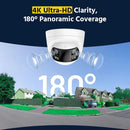 ANNKE 8MP Security Camera 180°Panoramic Dual Lens outdoor poe camera 4k AI Human Detect Two Way Audio Weatherproof 8MP IP Camera
