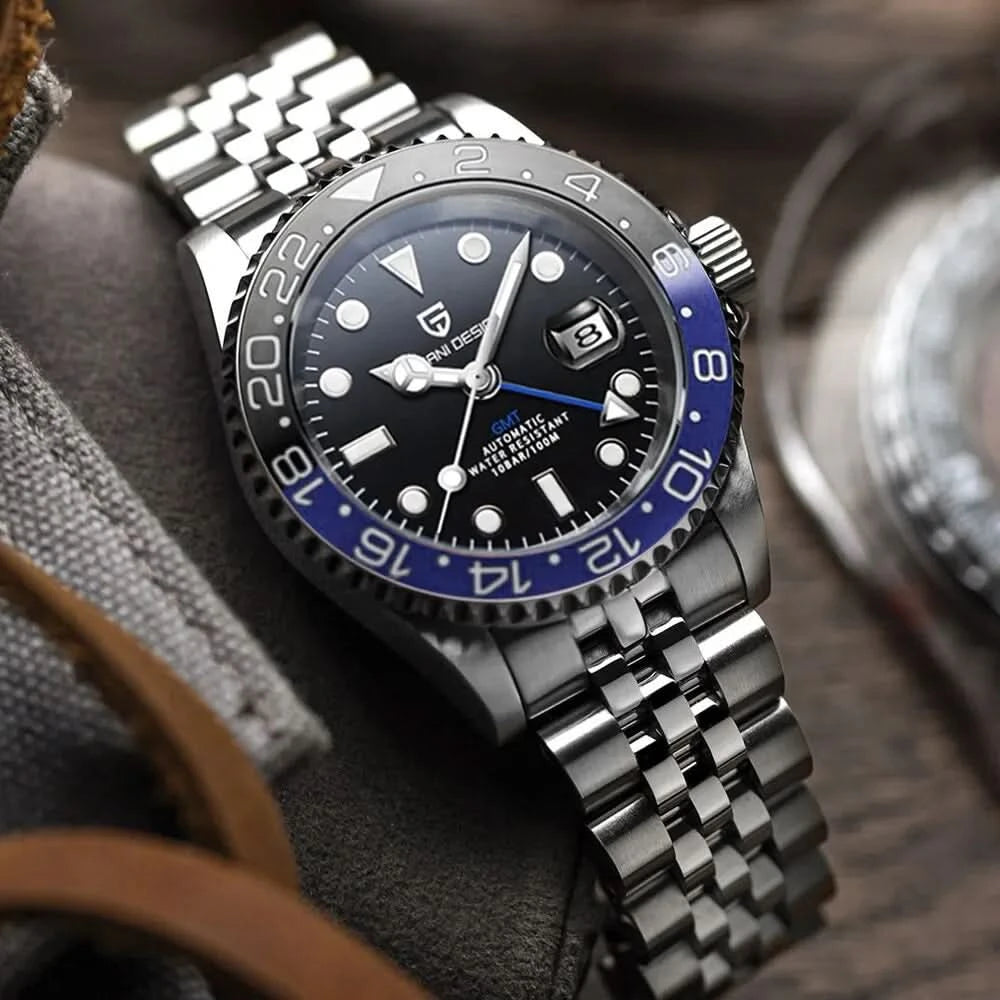 PAGANI DESIGN PD-1662 Luxury GMT Men Mechanical Wristwatch Sapphire Glass Stainless Steel 100M Waterproof Automatic Watches - M & M Global