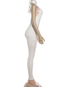 Weird Puss Sexy Peach Buttocks Jumpsuit Women Backless Halter Sleeveless Fitness Skinny Stretch Streetwear Sexy Activity Outfits