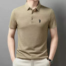 High end customized summer new best-selling Paul embroidery ice silk short sleeved men's business casual comfortable POLO shirt