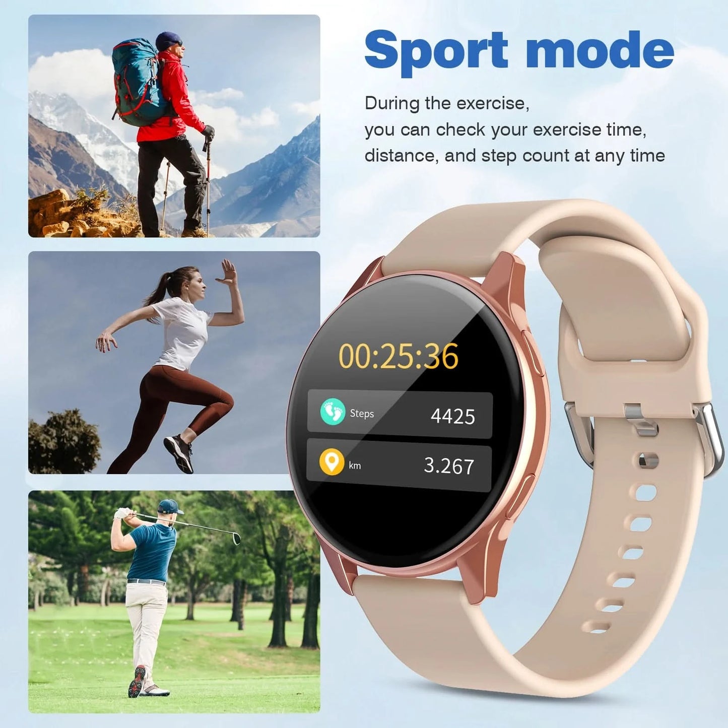 2025 new smart watch, Bluetooth call, message reminder, music playback, shutter control, weather forecast, unisex