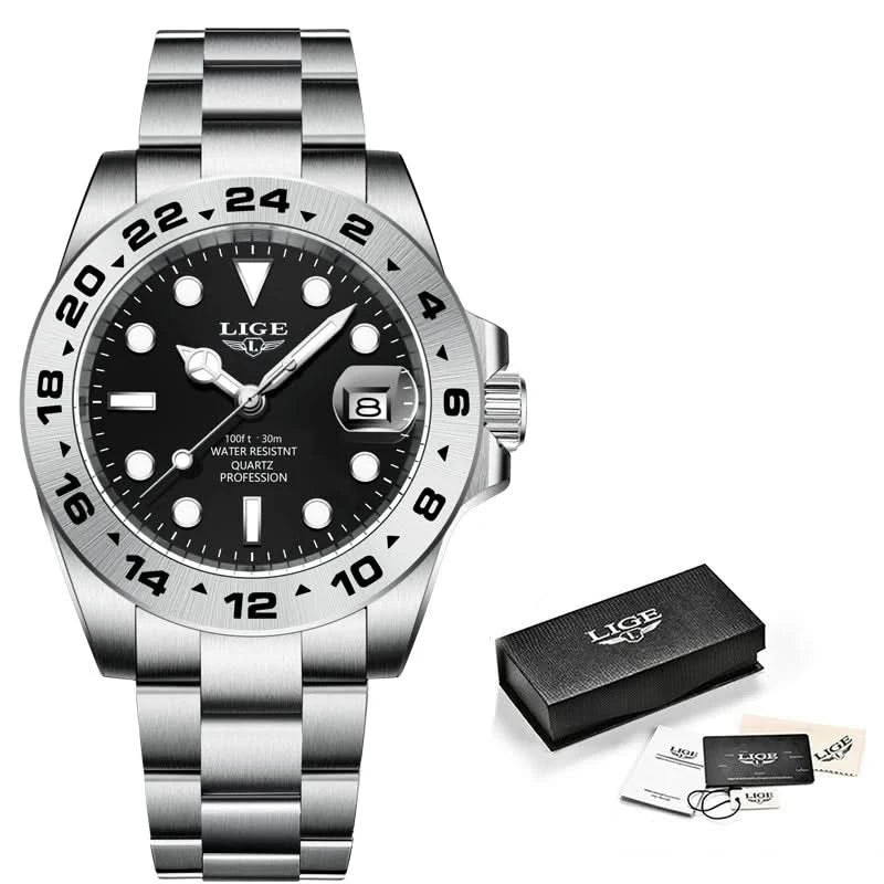 Reloj LIGE Top Brand Luxury Fashion Diver Watch Men Waterproof Date Clock Sport Watches Mens Quartz Wristwatch Relogio Masculino - M & M Global