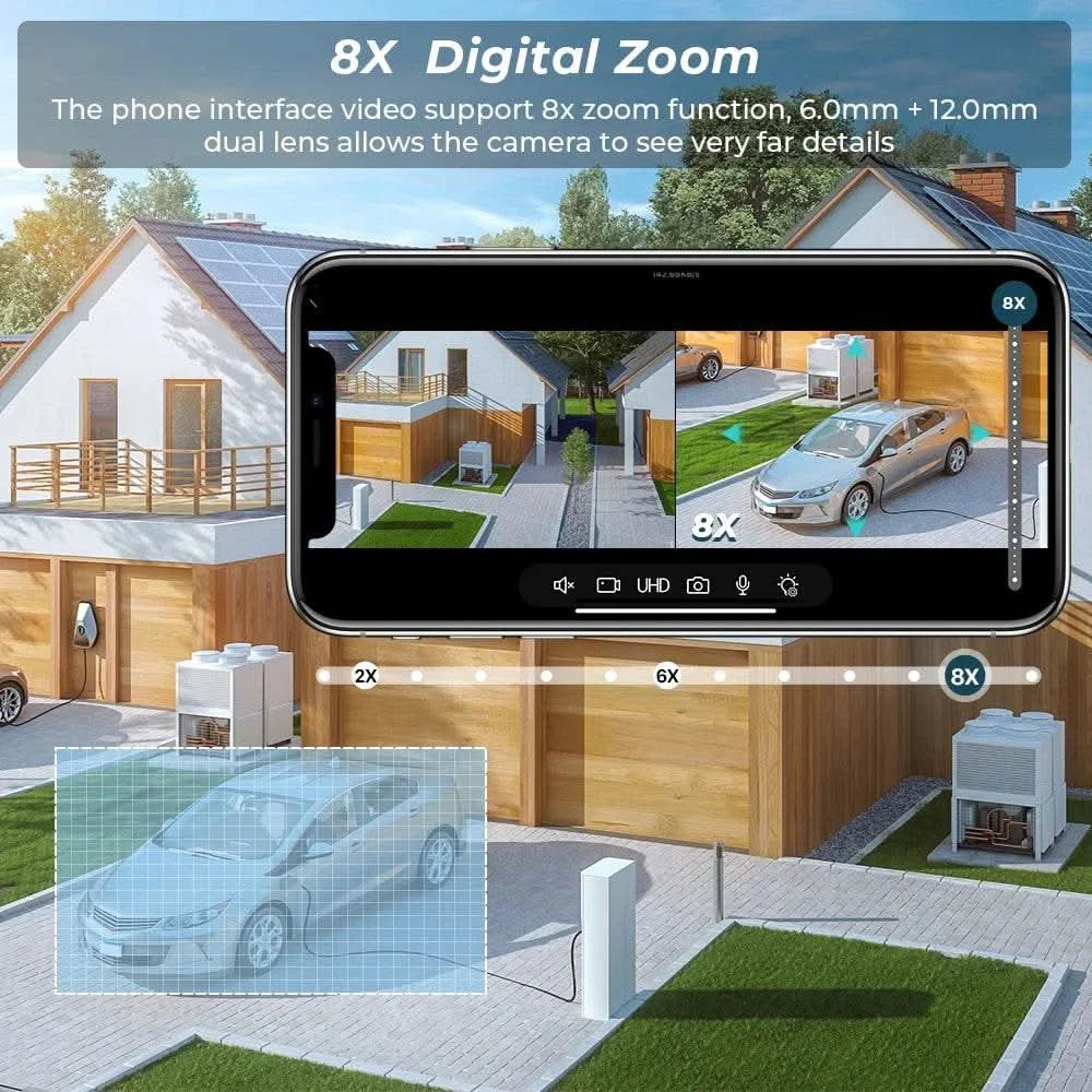 BESDER 6K 12MP Wifi Camera PTZ Dual Screen 8X Digital Zoom AI Auto Tracking Outdoor 8MP CCTV IP Camera Security Protection iCSee - M & M Global