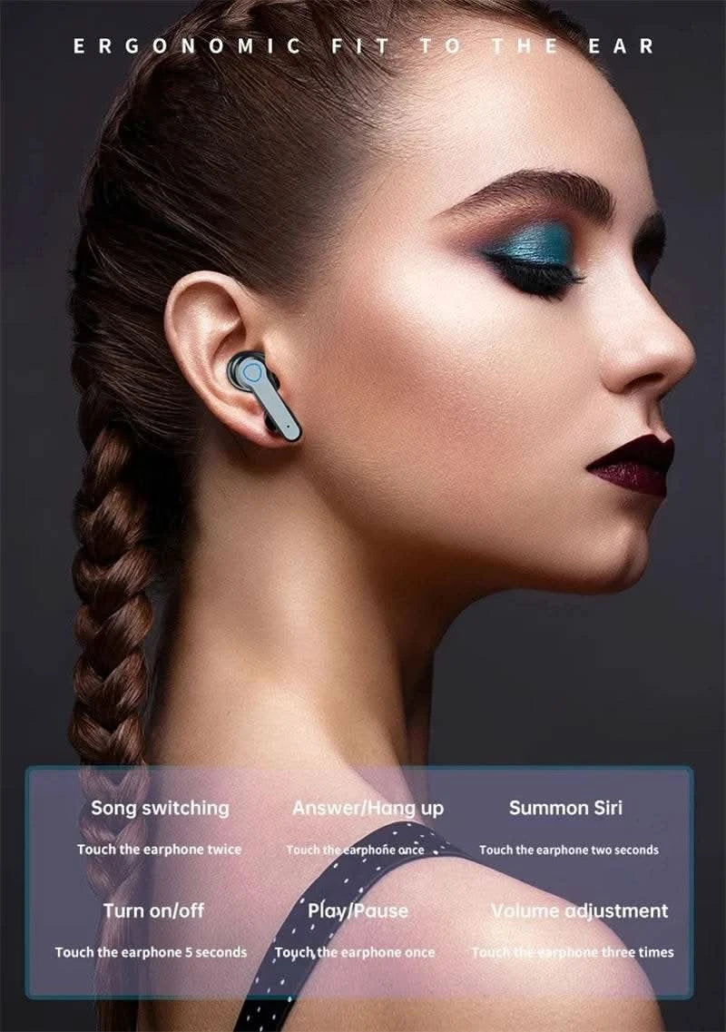 #M19 Bluetooth Headset Wireless Tws Gaming Support Noise-cancelling Touch In-ear Mini Emergency Power Bank Headset - M & M Global