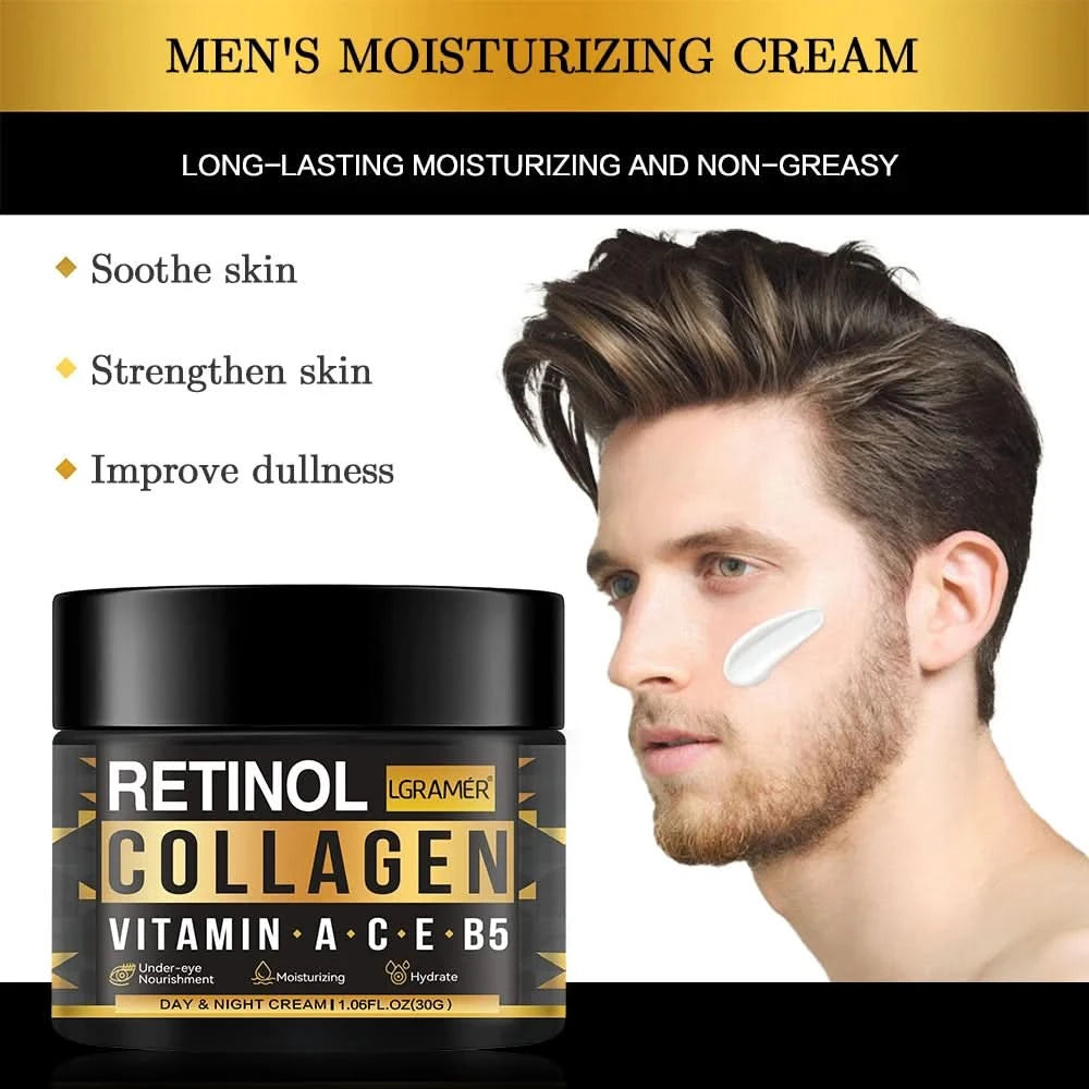 Retinol Collagen Men's Face Cream Skincare Moisturizing Brightening Hydrating Smooth Wrinkles Firming Facial Face Men Skin Care - M & M Global