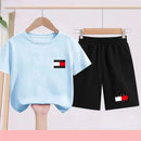 Kids Short sleeve Fashion T-shirt Boys Girls Toddler 3-12Yrs Tops and bottom Sunshine Casual Set outdoor sport black Clothes - M & M Global