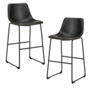 JHK Leather Modern Bar Bench 2-piece Set Armless Metal Leg Brown Bar Bench with Backrest Home Chair Living Room Furniture