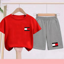 Kids Short sleeve Fashion T-shirt Boys Girls Toddler 3-12Yrs Tops and bottom Sunshine Casual Set outdoor sport black Clothes - M & M Global