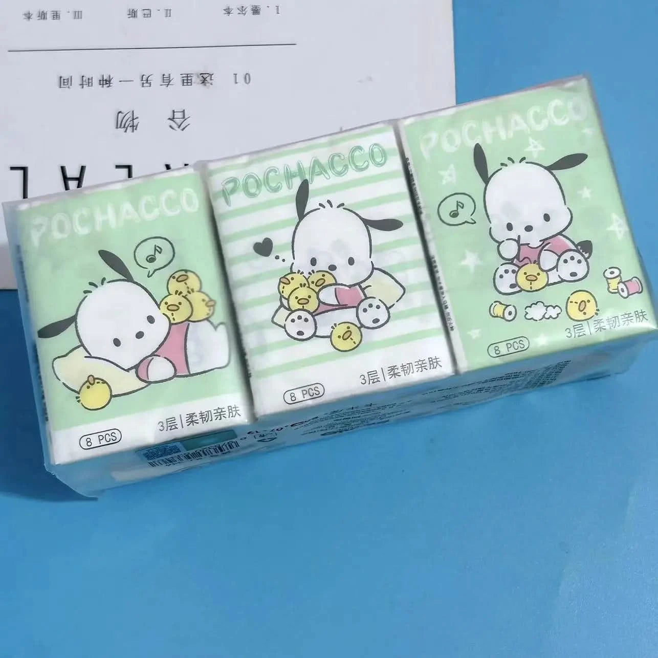 Kawaii Hello Kitty Handkerchief Paper Cartoon Sanrio Pochacco Kitty Printed Napkins Portable Small Pocket Tissues Facial Paper - M & M Global