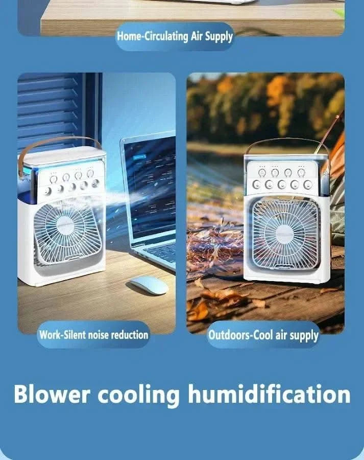 2025 New Three In One Household Air Conditioner Small Air Cooler Portable Smallfan Household Night Humidifier LED Nightlight Fan - M & M Global