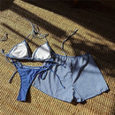 New Striped Polka Dot Halter Shorts Bikini Female Swimsuit Women Swimwear Three-pieces Bikini set Bather Bathing Suit Swim V6384 - M & M Global