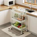JHK 3 Tier Metal Storage Kitchen Cart with Lockable Wheels Mobile Shelving Unit Utility Rolling Organizer For Home Narrow Places