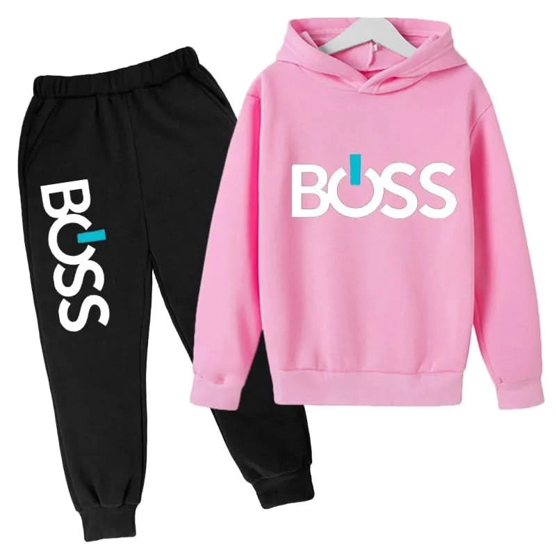 Spring Autumn Boys Girls Casual Fashion Print Pullover Long Sleeve Hoodie Tops+Pants Tracksuit 4-14 Years Children's Clothes - M & M Global