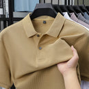 100% pure cotton boutique short sleeved high-end men's polo shirt summer high-quality solid color topsbusiness casual T-shirt