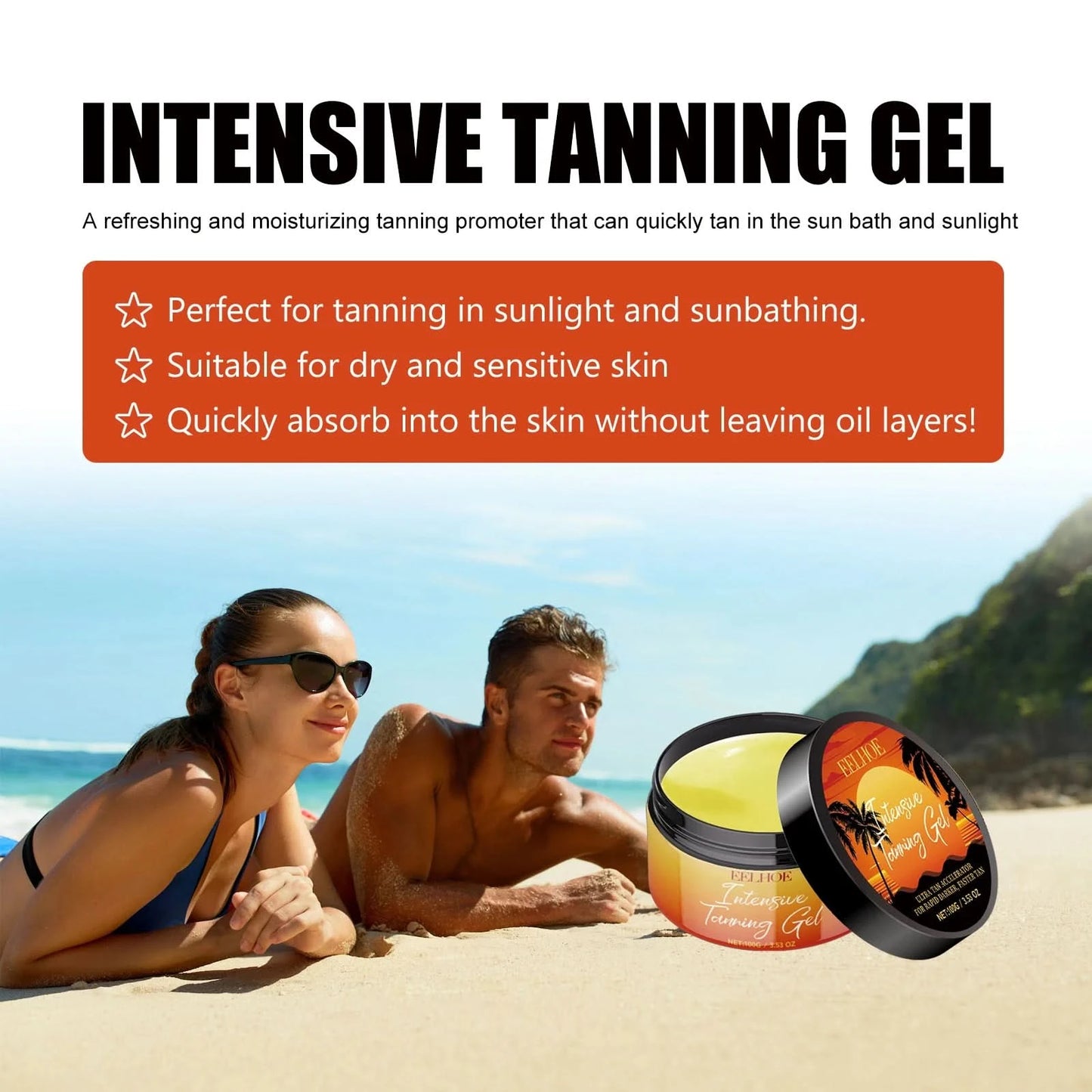 EELHOE tanning care gel for fast tanning creates natural bronzer, refreshing and moisturizing skin, and body tanning aid cream - M & M Global