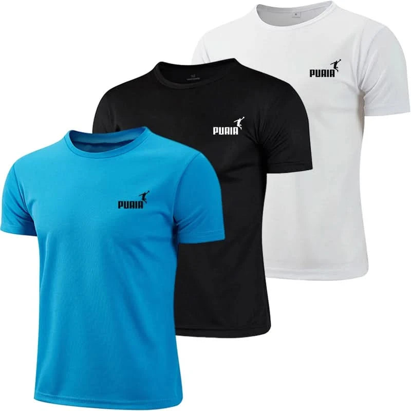 Daily Summer 3 Pack Man Workout Shirts Men Dry Fit Gym Shirts Quick Dry Athletic Short Sleeve T-Shirt Moisture Wicking Breathabe - M & M Global