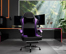 Gaming Chair with Pocket Spring Cushion and Footrest, Ergonomic Computer Chair for Adults, Breathable PU Leather Game Chair, Adj