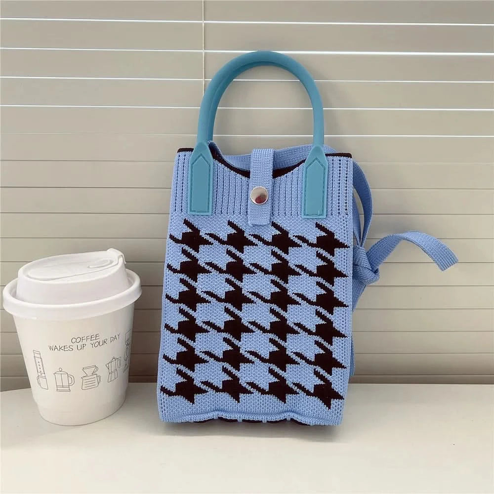 Korean Fashion Heart Knitted Mini Square Handbag for Women Small Mobile Phone Shoulder Bags Girls Cute Outdoor Crossbody Bags - M & M Global