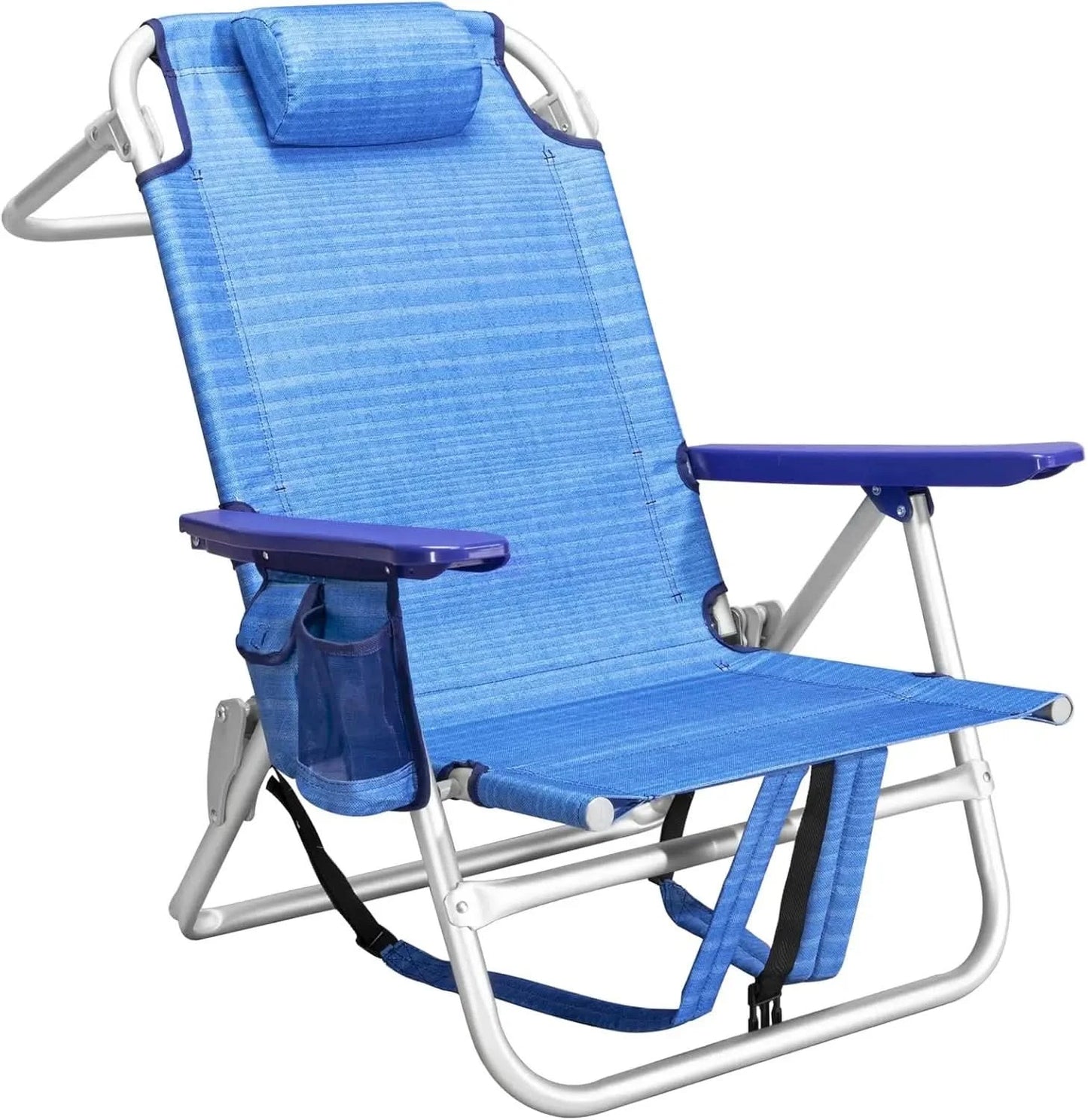 Backpack Beach Chairs for Adults,Pack Folding Heavy Duty Camping Chair with Large Pockets and Cup Holder,Adjustable high Beach