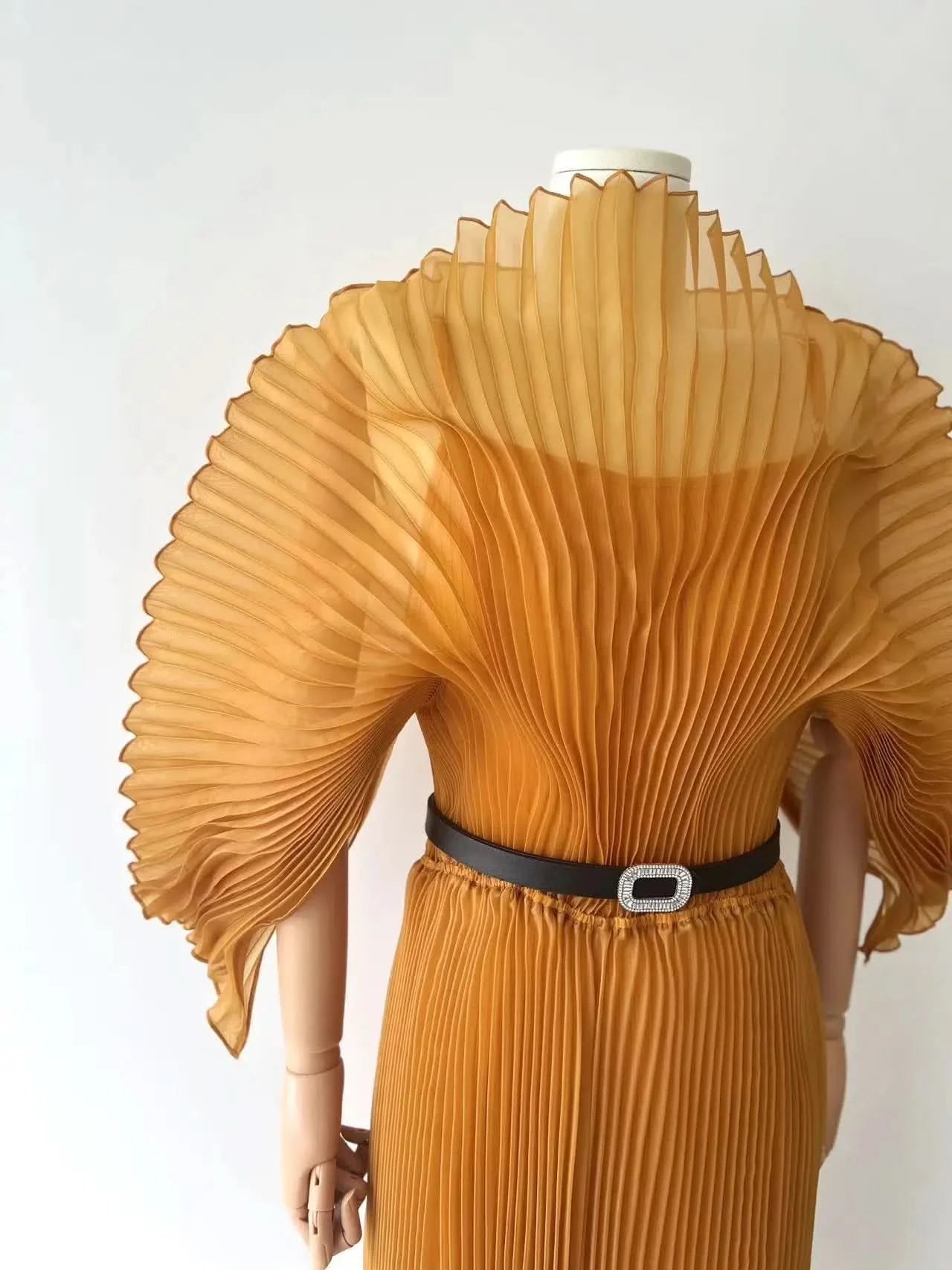 YUDX Pleated 2024 Fall New Handmade Pleated Women's Dresses Loose Plus Size Women's High Smocked Dress Long Dress - M & M Global
