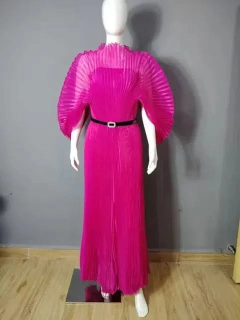 YUDX Pleated 2024 Fall New Handmade Pleated Women's Dresses Loose Plus Size Women's High Smocked Dress Long Dress - M & M Global