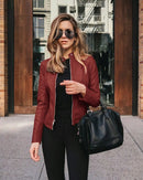 Vintage Women PU Leather Bomber Jacket Fashion Casual Autumn Winter Zipper Windbreaker Streetwear Female Blazer Y2K Clothes New
