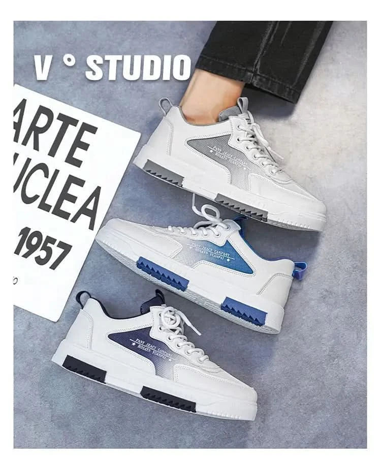 Versatile white shoes men's new 2025 summer casual breathable mesh board shoes fashionable sports height increasing men's shoes - M & M Global
