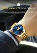 OLEVS Men Watches Waterproof Stainless Steel Quartz Male Wristwatch Gold Watch Fashion Luminous Luxury Calendar Business Clock - M & M Global