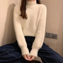 2025 Winter Imitate Mink Wool Hot Fleecing Female Turtleneck Elastic Casual Sweater Women Knitted Tops Pullovers Soft  Warm